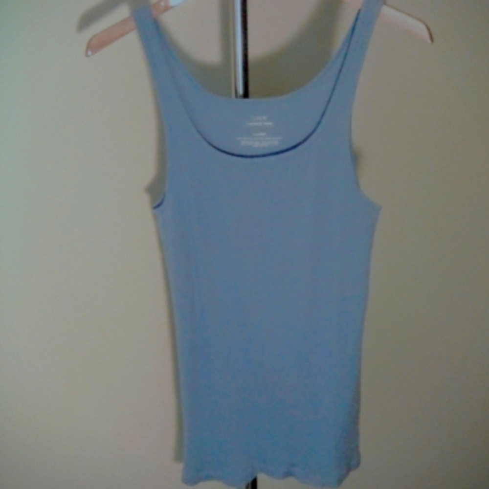 J.CREW featherweight Finely Ribbed Cotton FAVORITE TANK Size XL Light Blue